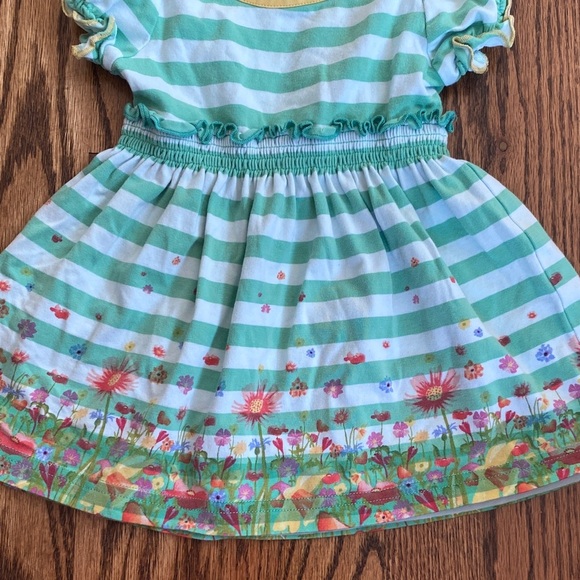 Green striped Matilda Jane Backyard Oasis dress, size 3-6M. Like new condition - Picture 3 of 10